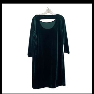 Lord and Taylor Green Velvet Size L Shift Dress Cut Out Whimsigoth Grunge